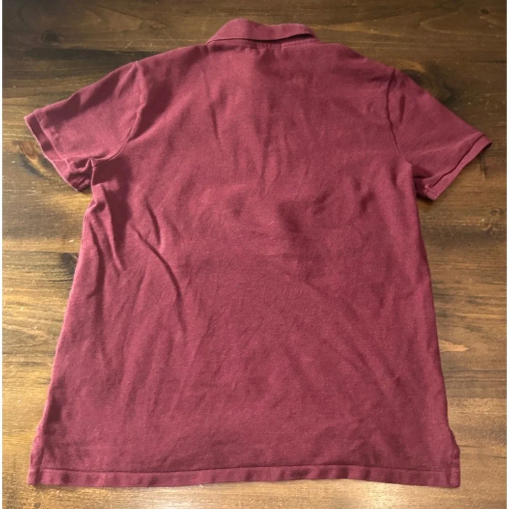 Polo Ralph Lauren Shirt Large Burgundy Custom Slim Fit Pique Preppy Classic X